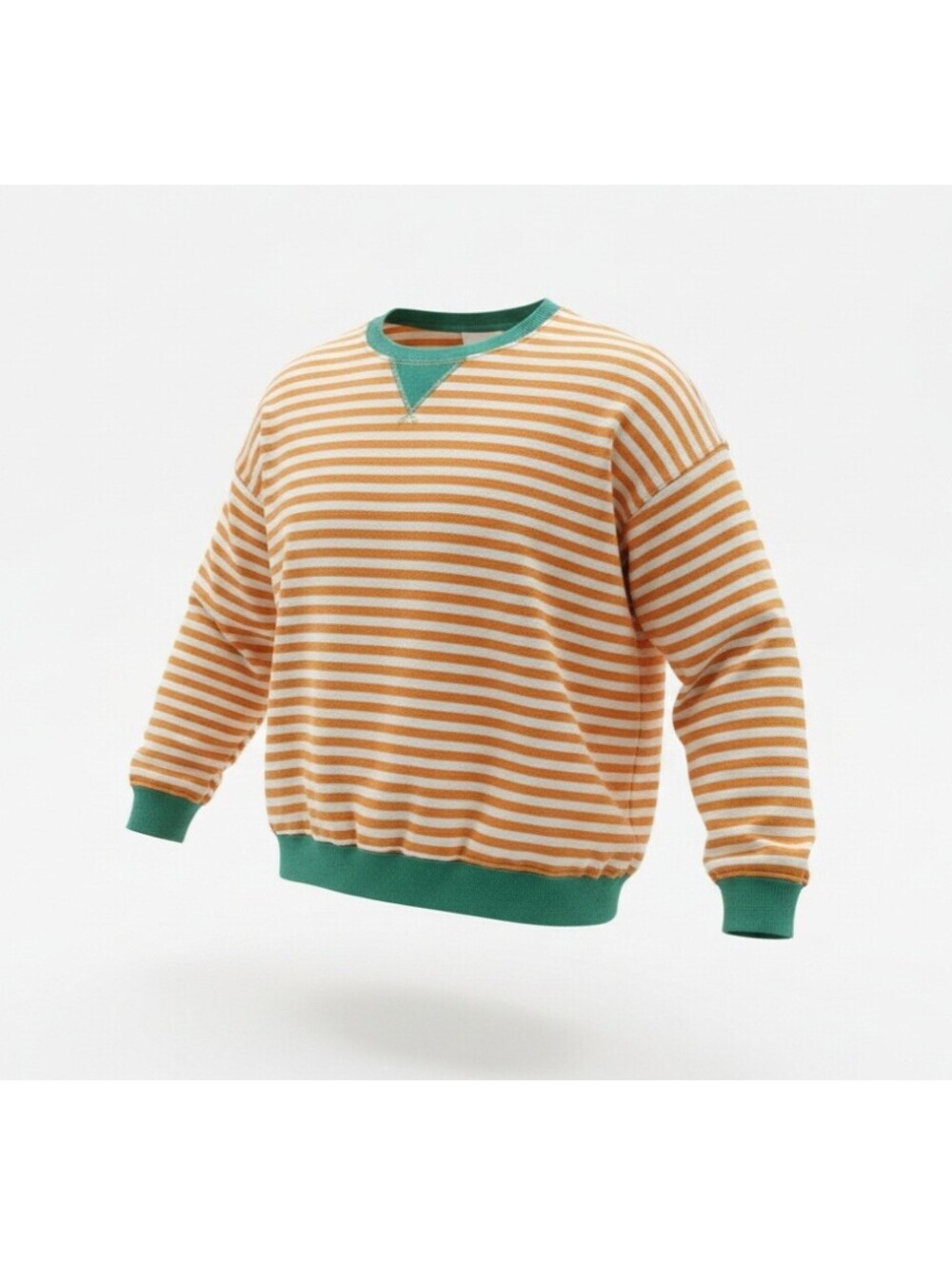 Free People We The Free Oversized Striped Crew Neck Pullover Orange Green Size L